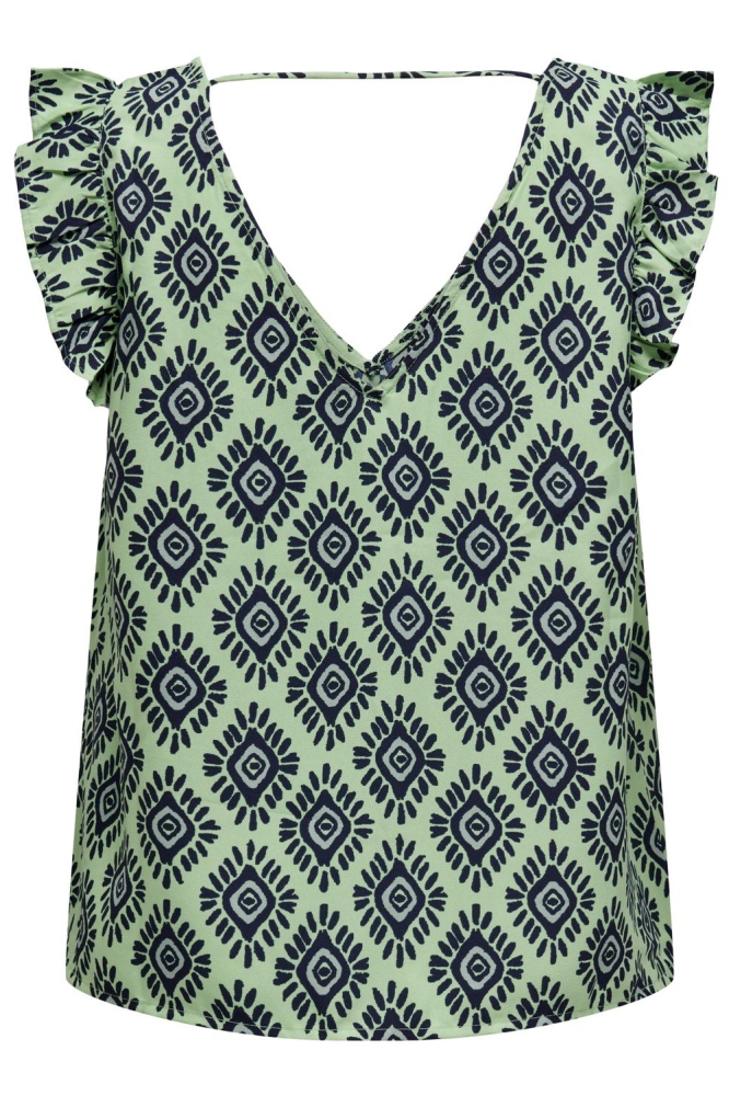 ONLLEAH S/S FRILL TOP CS PTM 15328393 Absinthe Green/DIAMONDS